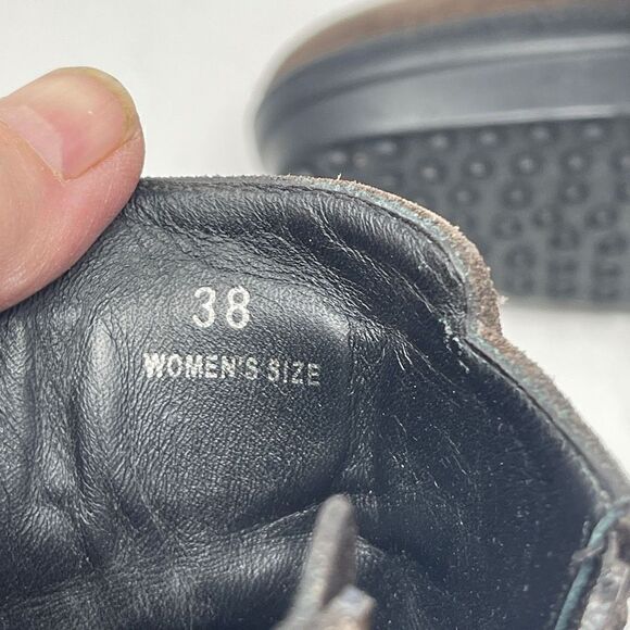 Tod's Women's Brown Suede Leather Round Toe Buckle Heeled Ankle Bootie Size 38 - Picture 6 of 7